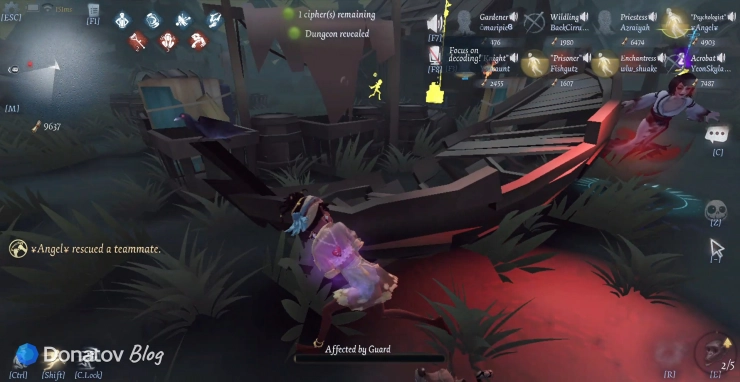 Enchantress в Identity V убегает от охотника
