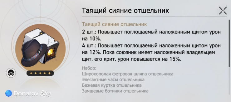 Набор реликвий «Таящий сияние отшельник» в Honkai: Star Rail