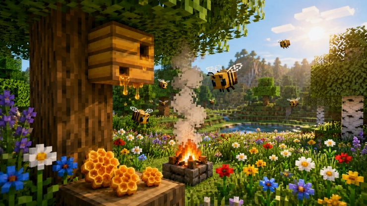 Где взять соты в Minecraft: как найти гнездо и безопасно собрать соты