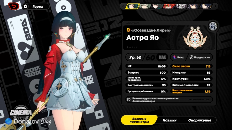 Базовые характеристики Астры Яо