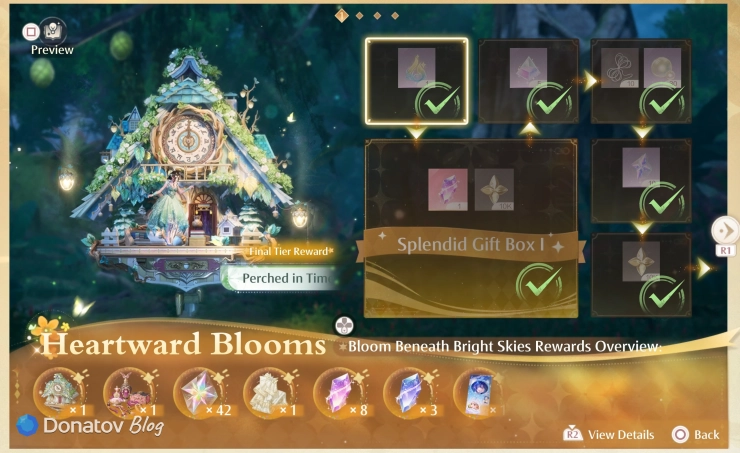 Получение наград на первой странице Splendid Gift Box в Infinity Nikki