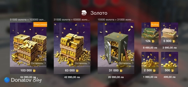 Золото в WoT Blitz