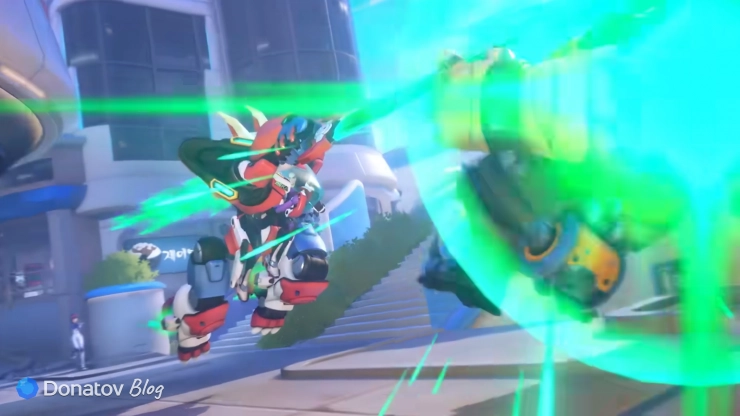 Димон использует способность «Мощный выпад» в Overwatch