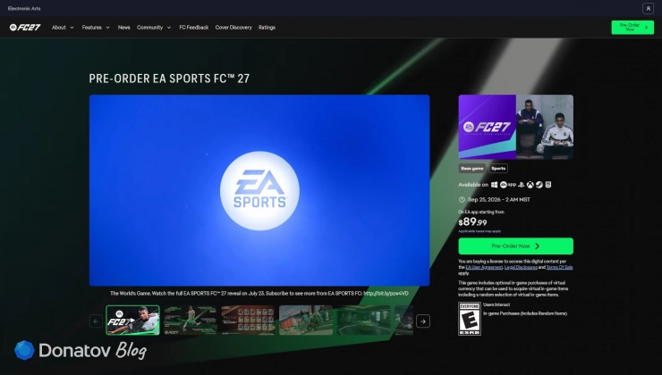 Страница FC 27 в EA app