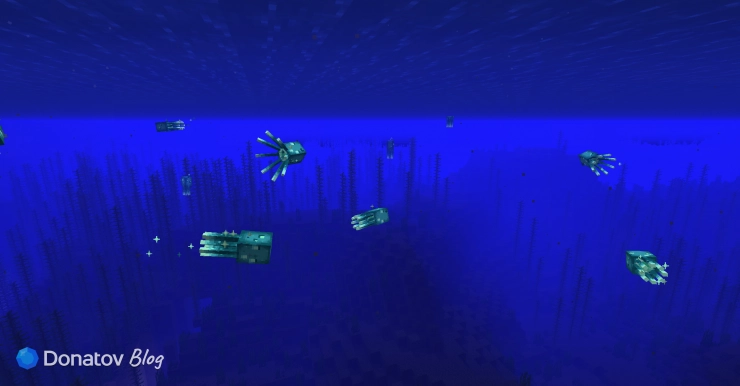 Светящиеся спруты в Minecraft