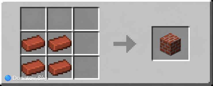 Крафт кирпичного блока в Minecraft