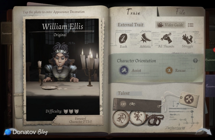 Профиль Форварда в Identity V