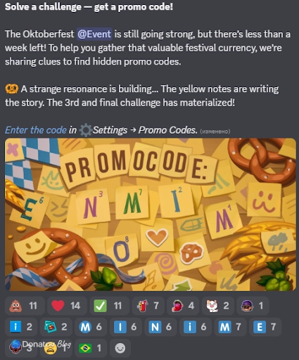 Пример поста с ребусом из официального Discord-канала Bullet Echo