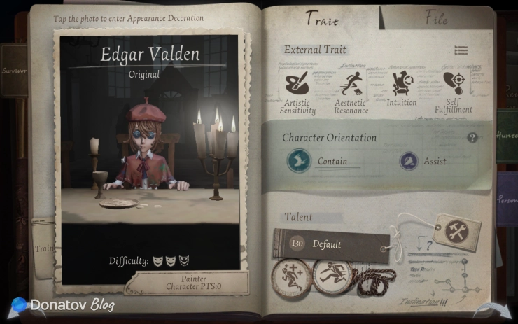 Меню способностей Художника в Identity V