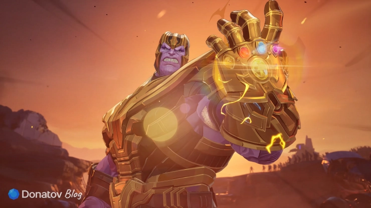Танос в перчатке со всеми Камнями Бесконечности в Marvel Rivals
