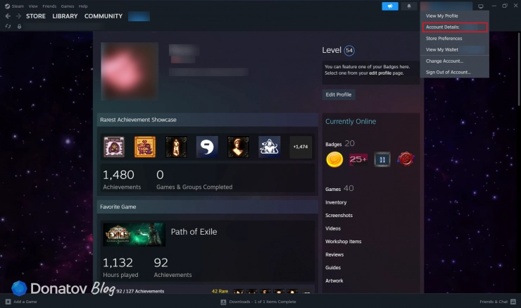 Где найти логин Steam