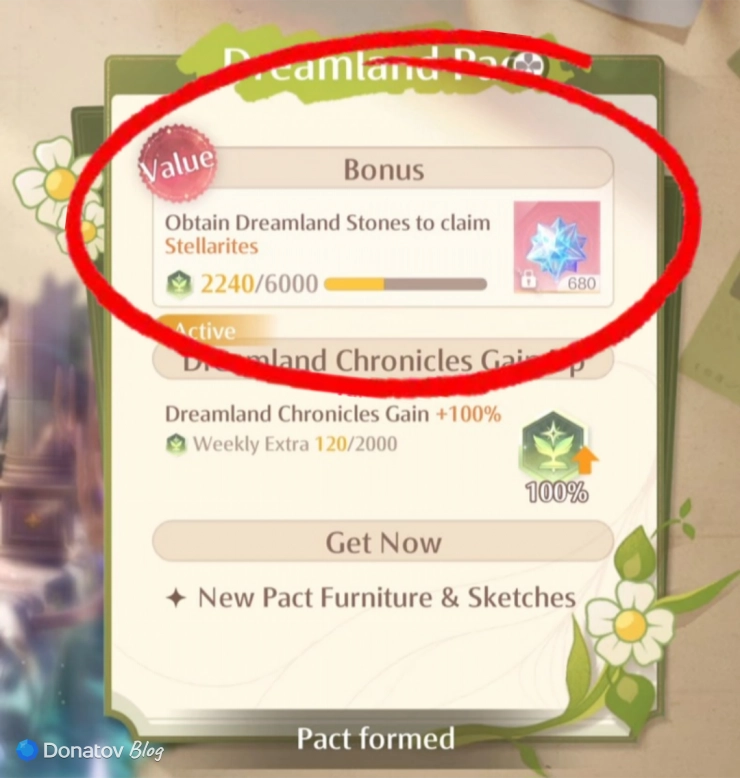 Шкала прогресса в Dreamland Pact в Infinity Nikki