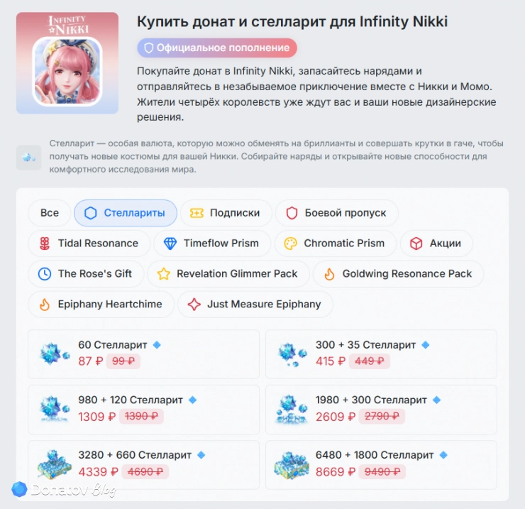 Какие наборы можно приобрести на Donatov.net, чтобы купить Dreamland Pact в Infinity Nikki