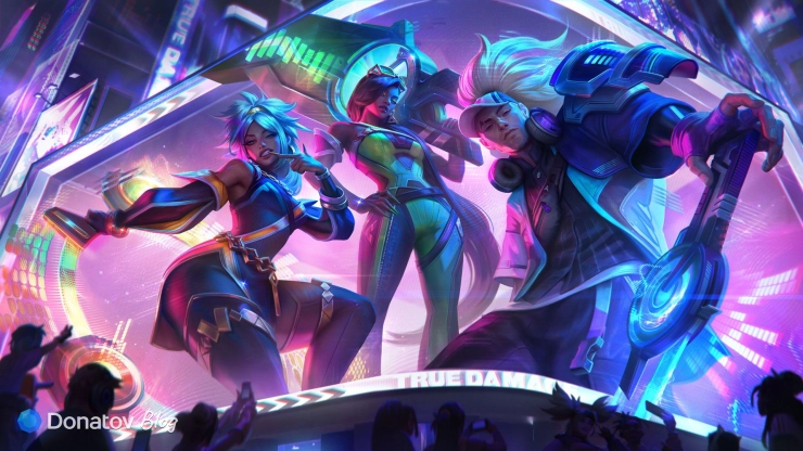 Киана, Сенна и Ясуо из True Damage (Know My Name) в League of Legends